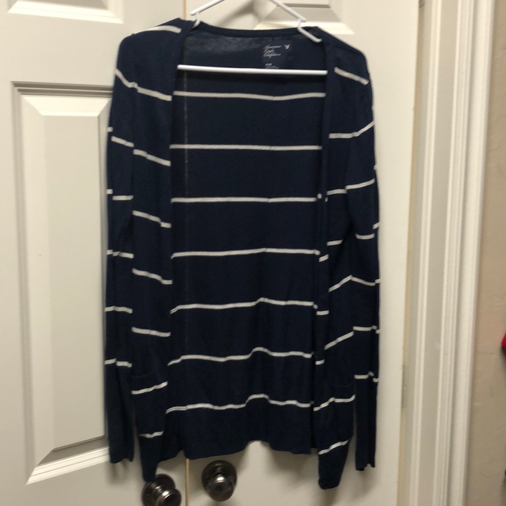 American Eagle Navy and White Cardigan